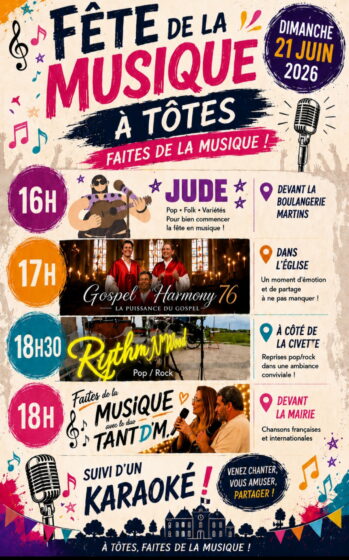Fête de la musique à Tôtes dimanche 21 juin 2026